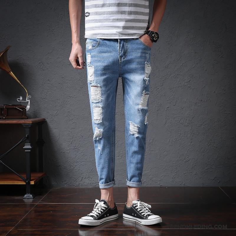 Spijkerbroek Heren Spijkerbroek Jeans Dunne Slim Fit Mannelijk Zomer Strak Grijs