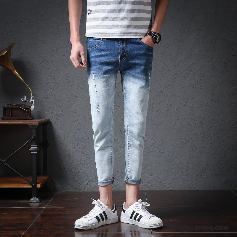 Spijkerbroek Heren Spijkerbroek Jeans Dunne Slim Fit Mannelijk Zomer Strak Grijs