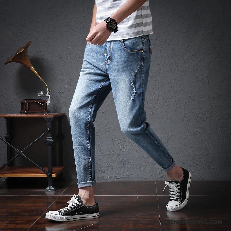 Spijkerbroek Heren Spijkerbroek Jeans Dunne Slim Fit Mannelijk Zomer Strak Grijs