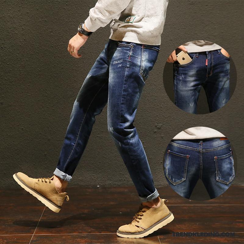 Spijkerbroek Heren Spijkerbroek Jeans Elastiek Trend Herfst Plus Kasjmier Winter Blauw