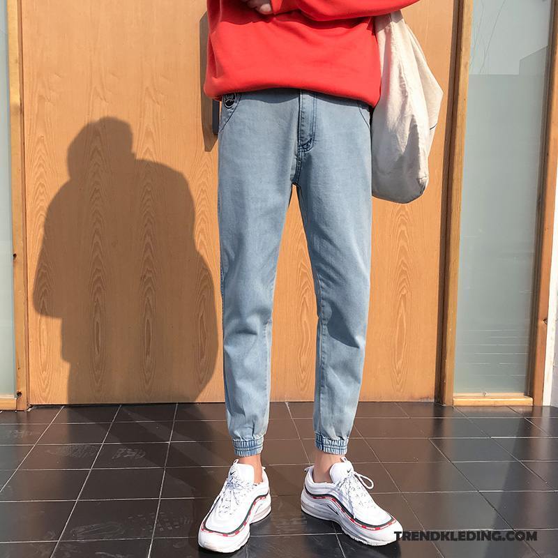 Spijkerbroek Heren Student Trend Mini Slim Fit Mooi Spijkerbroek Jeans Grijs Licht