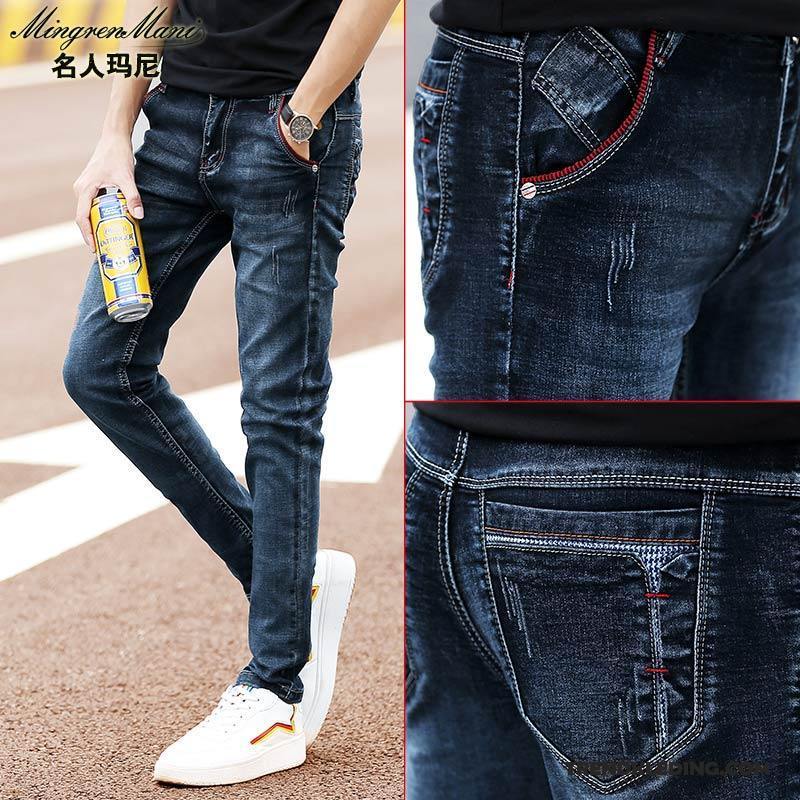 Spijkerbroek Heren Trend 2018 Slim Fit Spijkerbroek Jeans Nieuw Elastiek Blauw