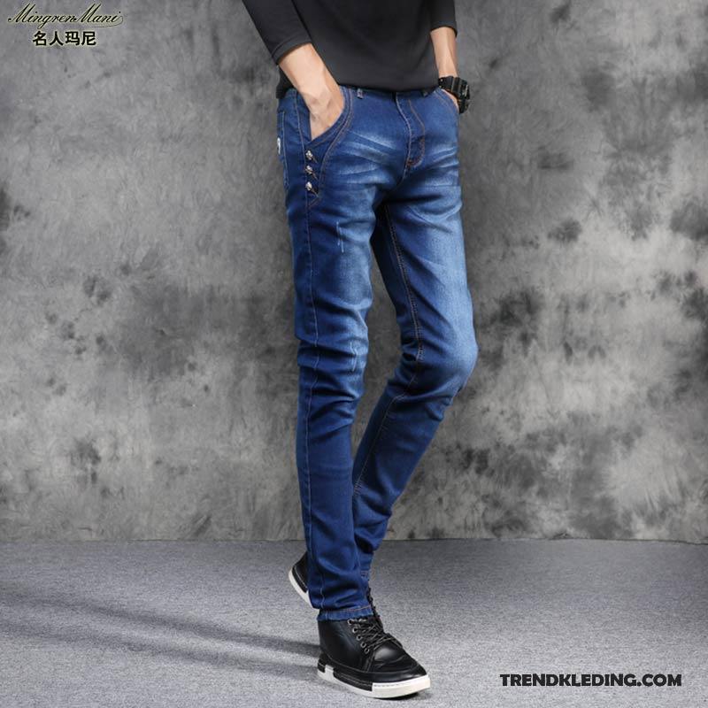 Spijkerbroek Heren Trend 2018 Slim Fit Spijkerbroek Jeans Nieuw Elastiek Blauw