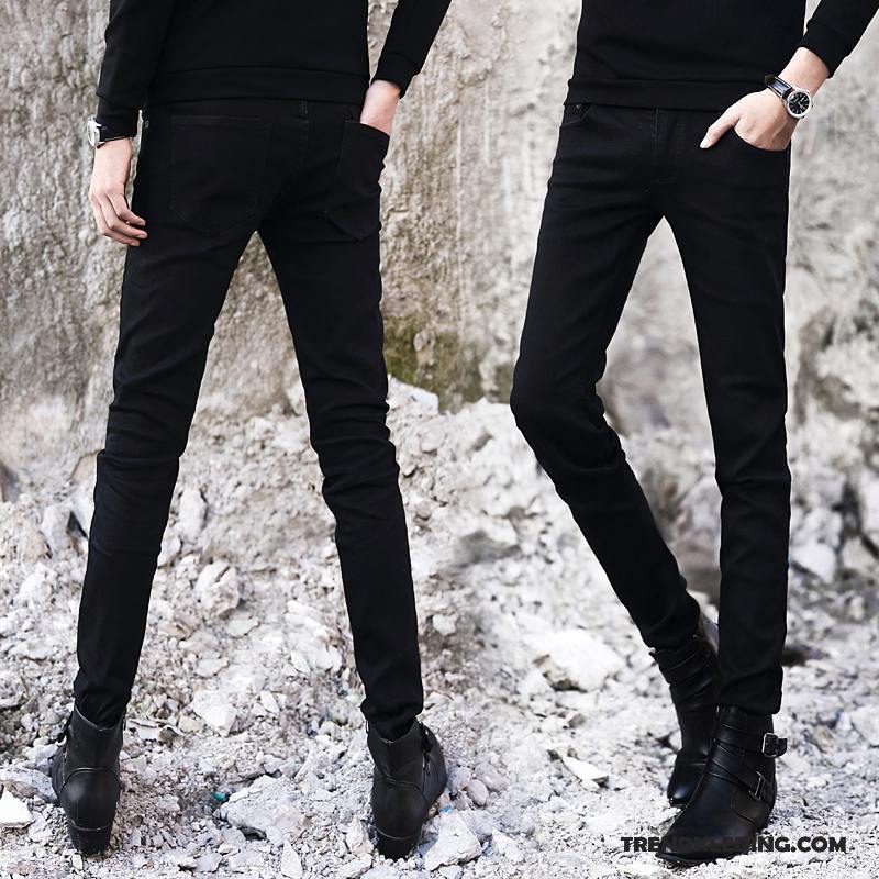 Spijkerbroek Heren Trend Elastiek Mannelijk Potlood Broek Lange Spijkerbroek Jeans Lichtblauw Zwart