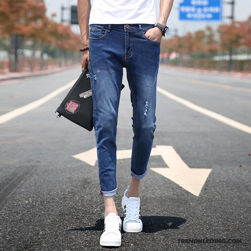 Spijkerbroek Heren Trend Gaten Spijkerbroek Jeans Mini Slim Fit 2018 Zwart Licht