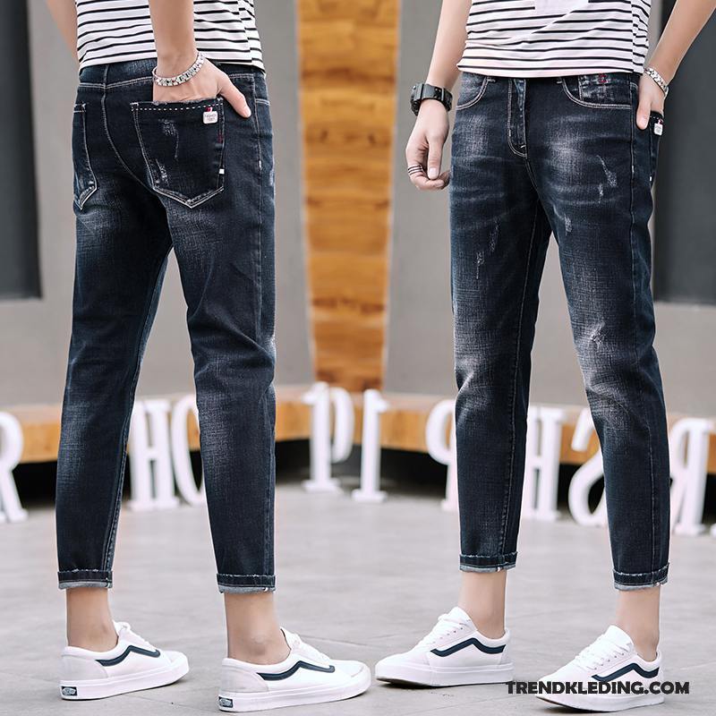 Spijkerbroek Heren Trend Gaten Spijkerbroek Jeans Mini Slim Fit 2018 Zwart Licht