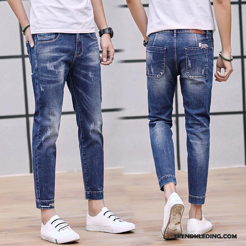 Spijkerbroek Heren Trend Gaten Spijkerbroek Jeans Mini Slim Fit 2018 Zwart Licht