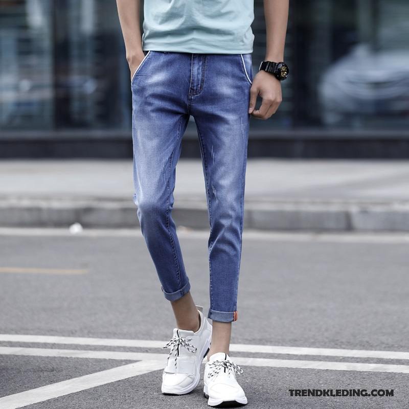 Spijkerbroek Heren Trend Spijkerbroek Jeans Mannelijk Dunne Gaten Zomer Blauw