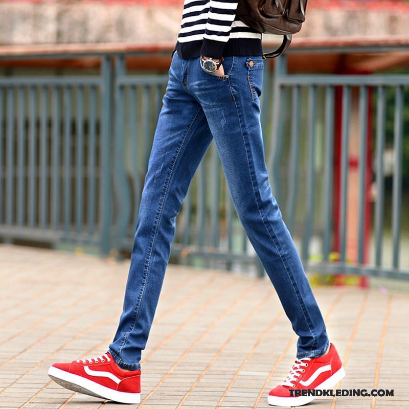 Spijkerbroek Heren Voorjaar Middelbare School Lange Spijkerbroek Jeans Student Hoge Blauw