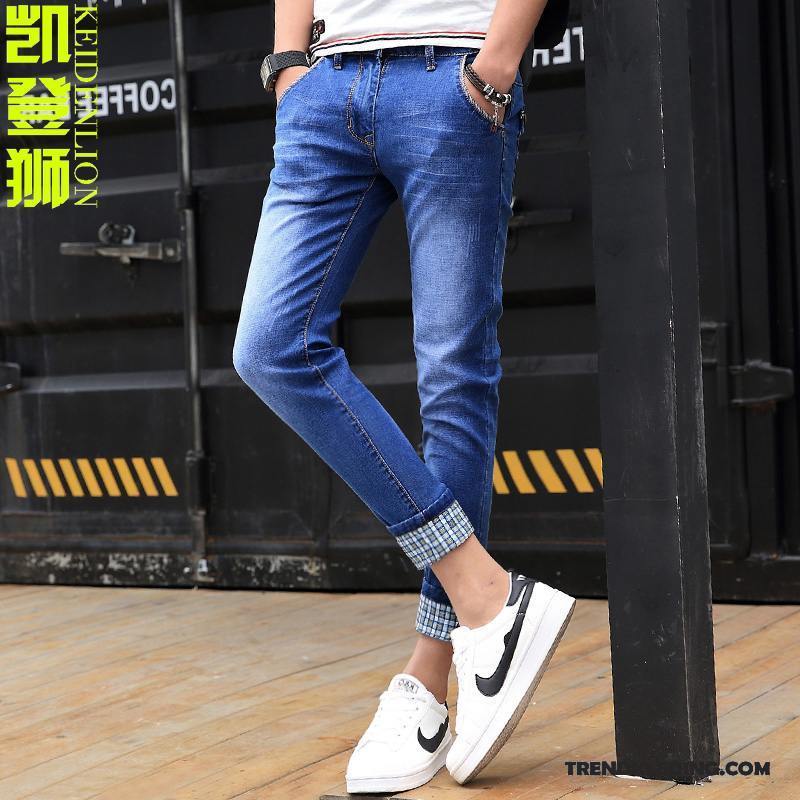 Spijkerbroek Heren Voorjaar Mini Mannelijk Casual Slim Fit Student Blauw