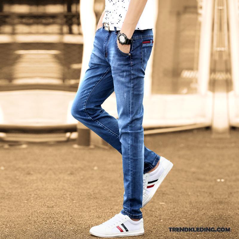 Spijkerbroek Heren Voorjaar Mini Mannelijk Casual Slim Fit Student Blauw