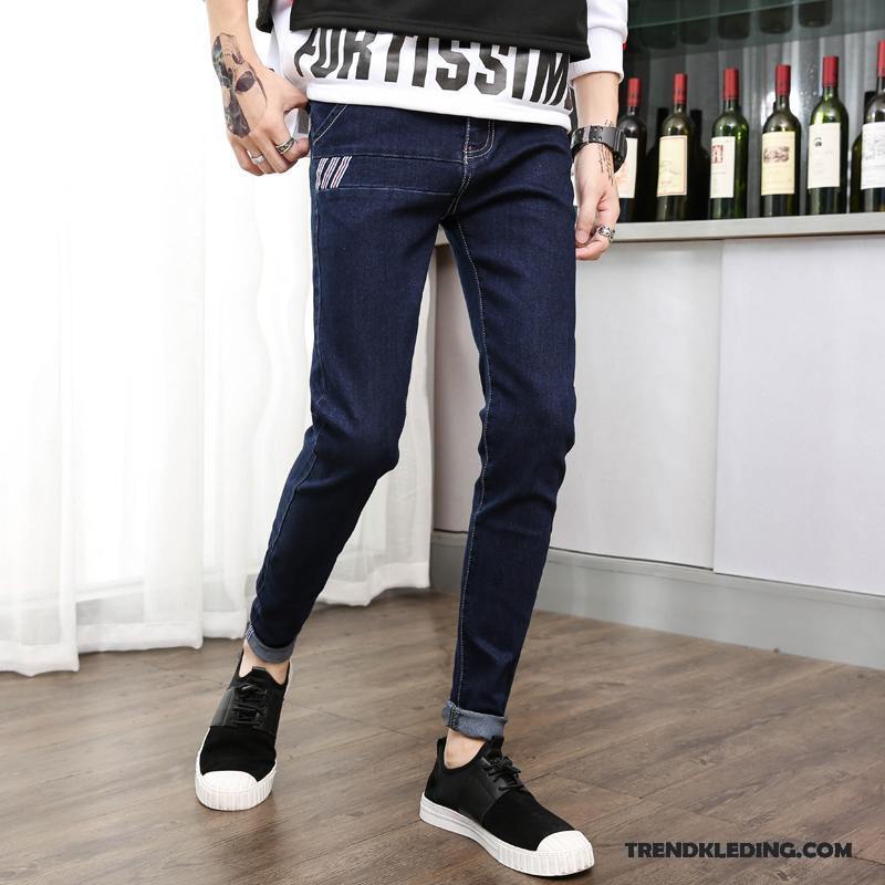 Spijkerbroek Heren Winter Slim Fit Trend Spijkerbroek Jeans Student Lange Zwart