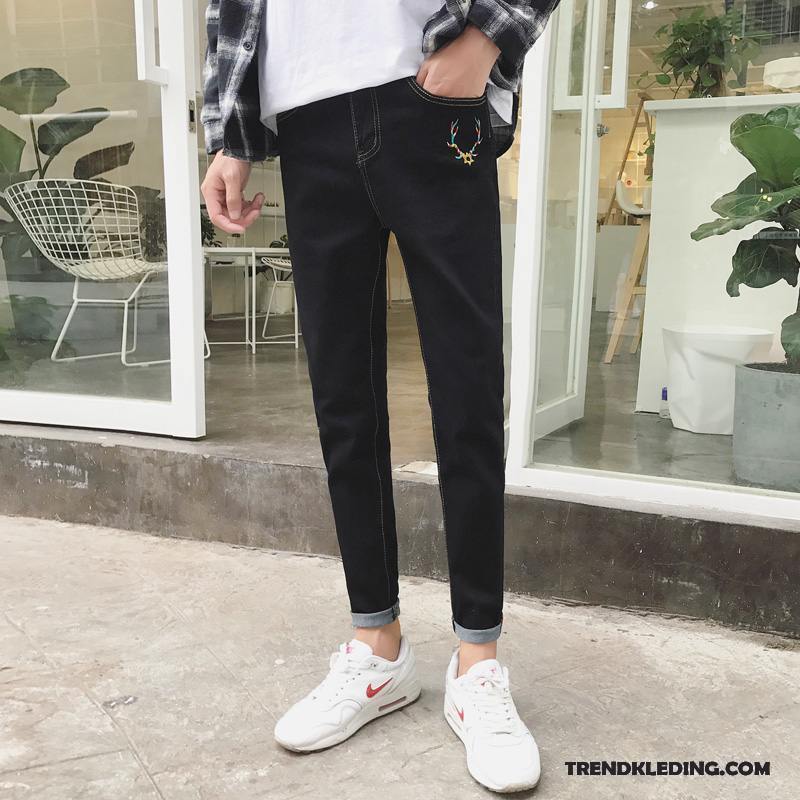 Spijkerbroek Heren Winter Slim Fit Trend Spijkerbroek Jeans Student Lange Zwart