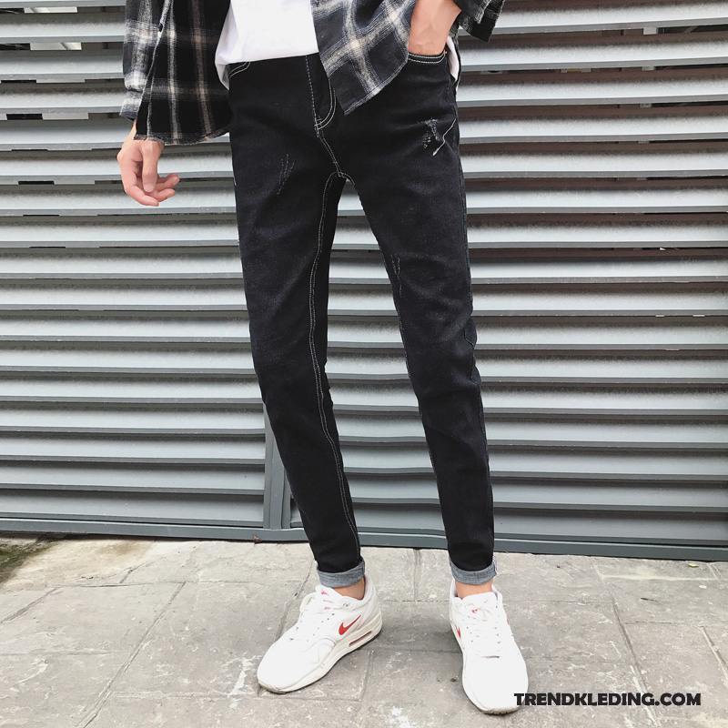 Spijkerbroek Heren Winter Slim Fit Trend Spijkerbroek Jeans Student Lange Zwart