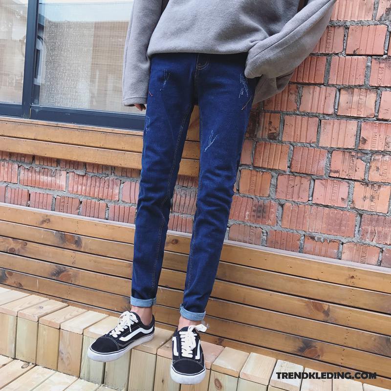 Spijkerbroek Heren Winter Slim Fit Trend Spijkerbroek Jeans Student Lange Zwart