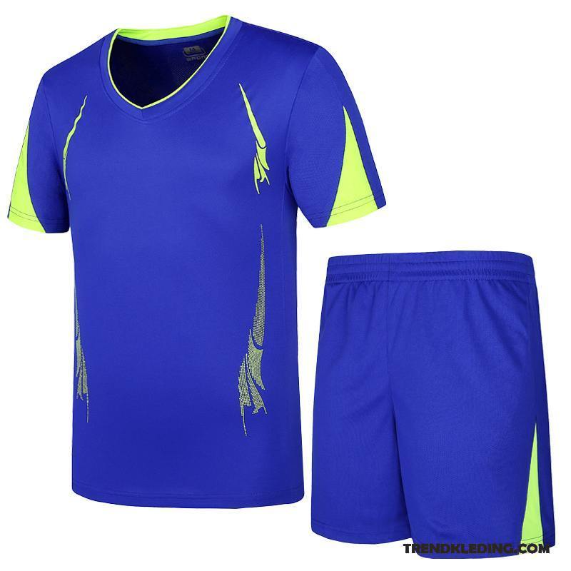 Sportkleding Heren Casual Running Pak Grote Maten Korte Mouw Groot Zwart