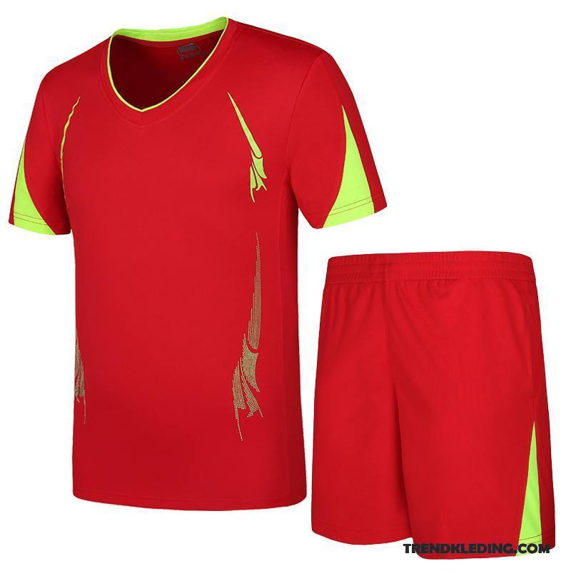 Sportkleding Heren Casual Running Pak Grote Maten Korte Mouw Groot Zwart