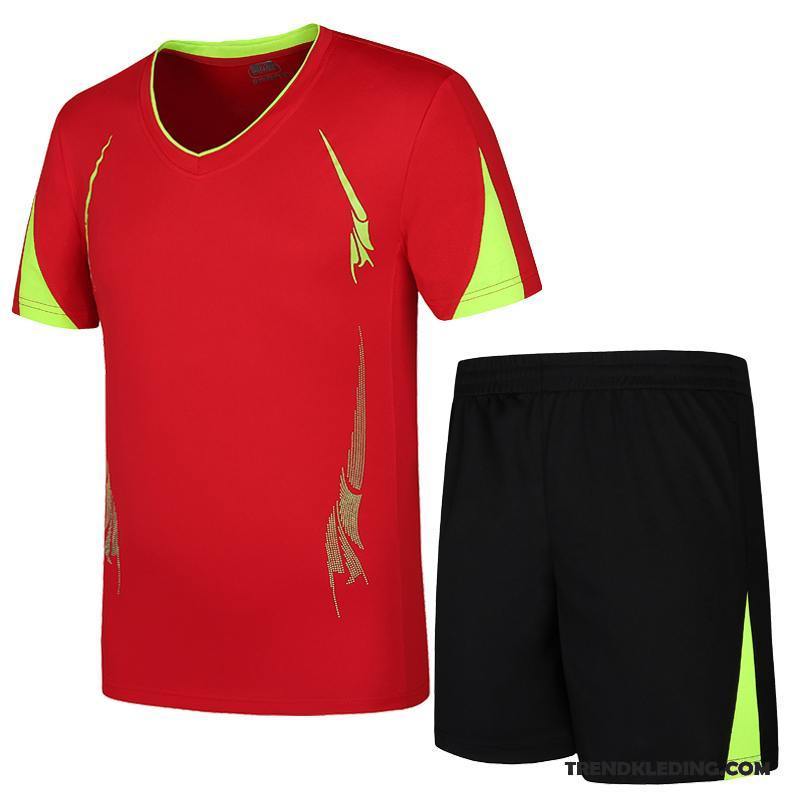 Sportkleding Heren Casual Running Pak Grote Maten Korte Mouw Groot Zwart