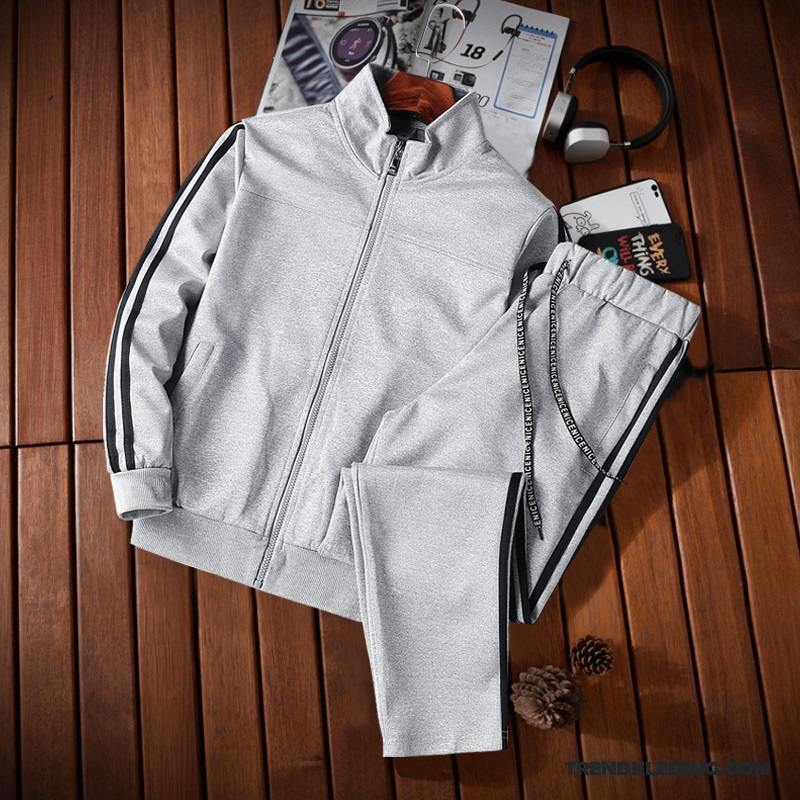 Sportkleding Heren Hoodie Zomer Running Pak Lange Mouwen Dun Grijs