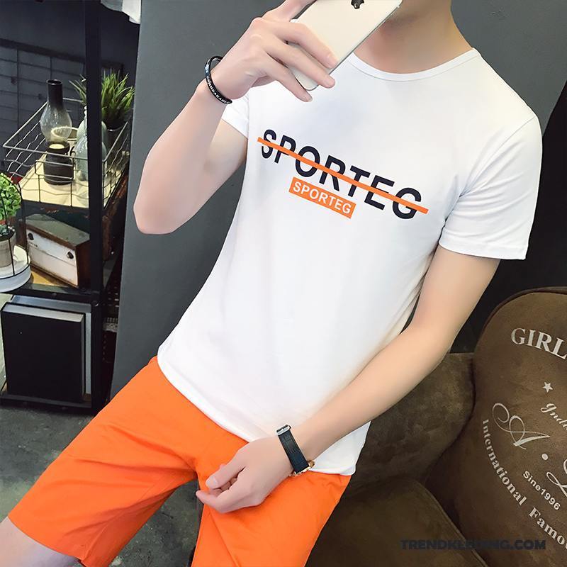 Sportkleding Heren Pak Capri Broek Jeugd Zomer Student Dunne Zwart