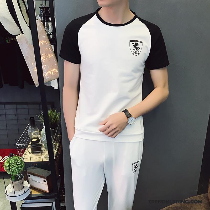 Sportkleding Heren Pak Capri Broek Jeugd Zomer Student Dunne Zwart