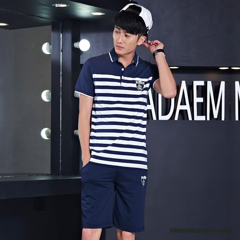 Sportkleding Heren Pak Zomer Nieuw Korte Mouw Mannelijk Casual Hemelsblauw
