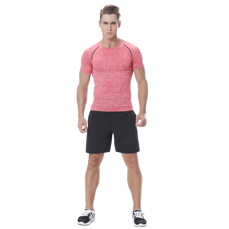 Sportkleding Heren Skinny Zomer Pak Korte Mouw Running Snel Droog Geel