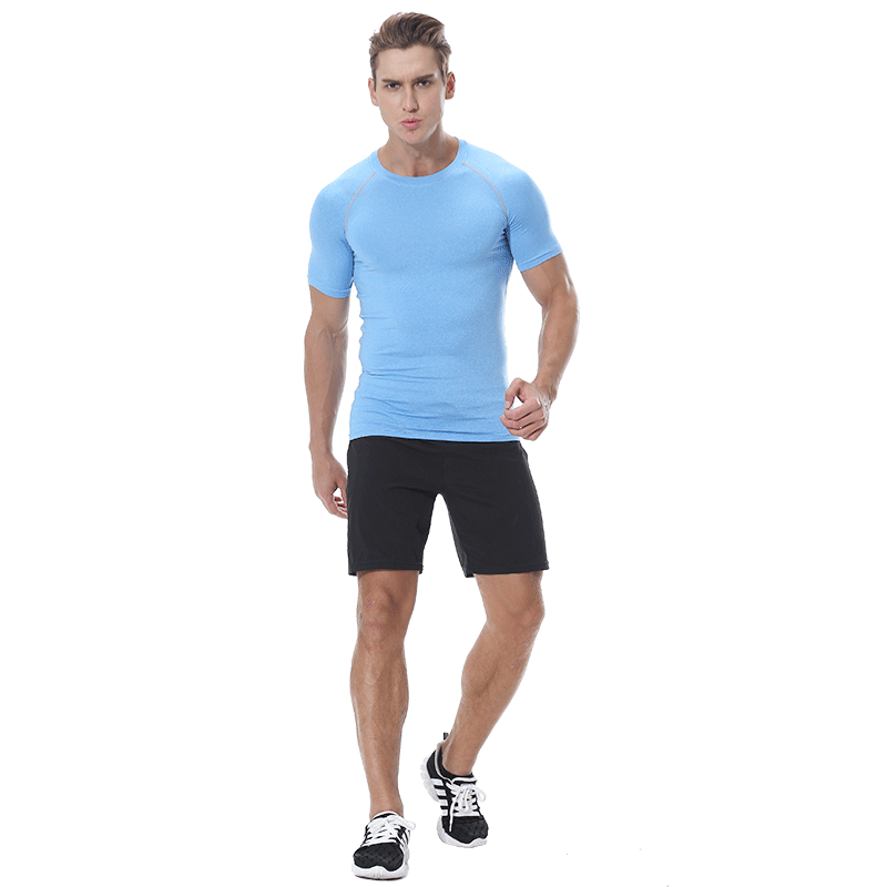 Sportkleding Heren Skinny Zomer Pak Korte Mouw Running Snel Droog Geel