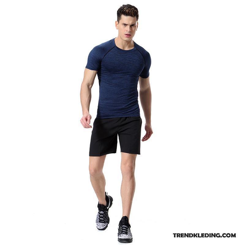 Sportkleding Heren Skinny Zomer Pak Korte Mouw Running Snel Droog Geel