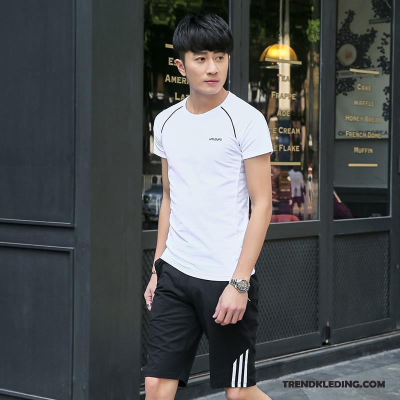 Sportkleding Heren Trend Casual Nieuw Korte Broek Mannelijk Twee Stukken Wit