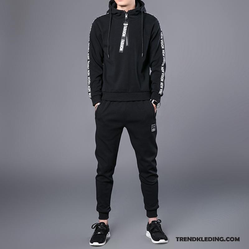 Sportkleding Heren Voorjaar Pak Hoodie Dunne Running Jeugd Wit