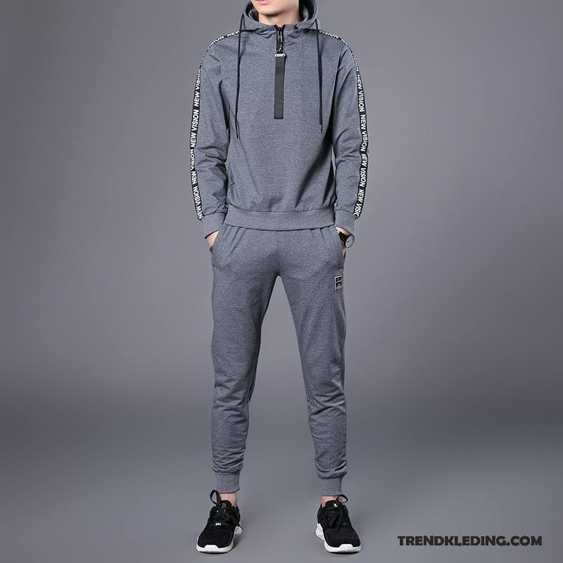 Sportkleding Heren Voorjaar Pak Hoodie Dunne Running Jeugd Wit