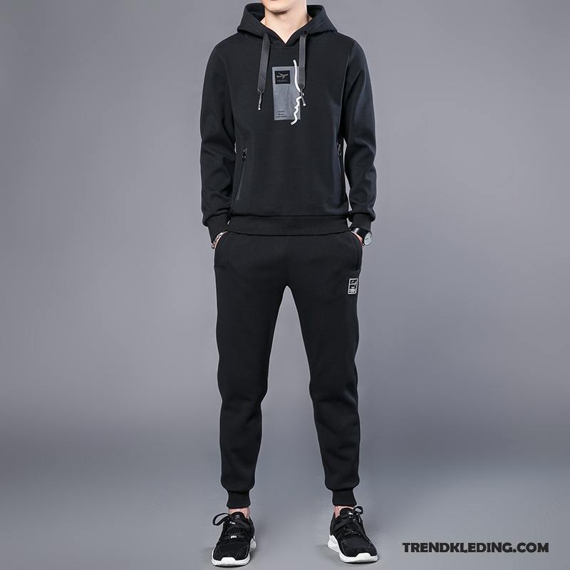 Sportkleding Heren Voorjaar Pak Hoodie Dunne Running Jeugd Wit