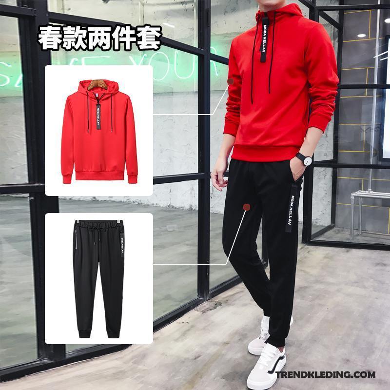 Sportkleding Heren Zomer Pak Twee Stukken Hoodie Nieuw 2018 Rood