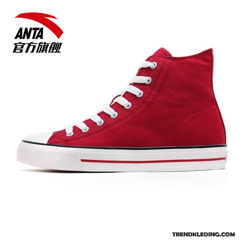 Sportschoenen Dames Canvas Textiel Skateboard Schoenen Echte Hoge Trend Rood