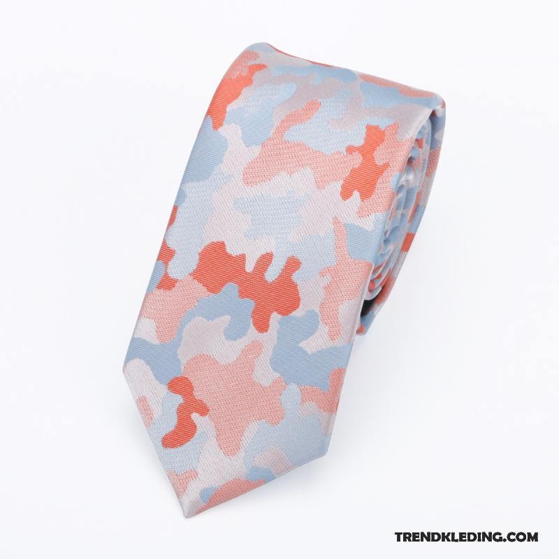 Stropdas Heren Smal Casual Mini Student Business Persoonlijkheid Camouflage Roze Rood