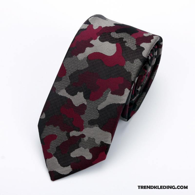 Stropdas Heren Smal Casual Mini Student Business Persoonlijkheid Camouflage Roze Rood