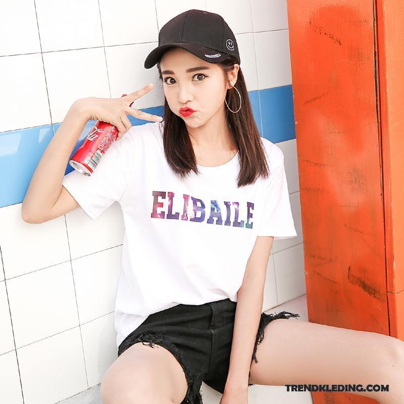 T-shirt Dames Korte Mouw Casual Jasje 2018 T-shirts Nieuw Kaki Wit