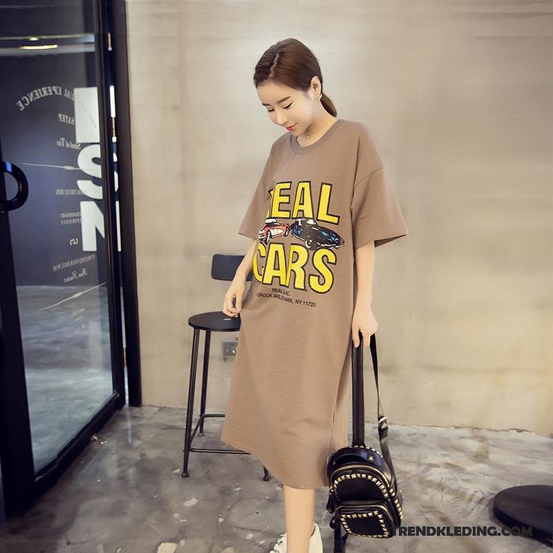 T-shirt Dames Nieuw Letter Katoen Onderhemd Trend Mini Kaki