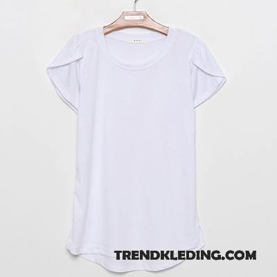 T-shirt Dames Nieuw Slim Fit Korte Mouw Zomer Katoen Ronde Hals Effen Kleur Zwart