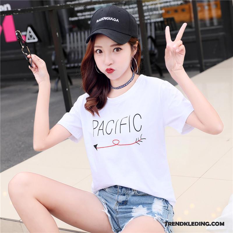 T-shirt Dames Student Losse Korte Mouw Zomer Onderhemd 2018 Kaki
