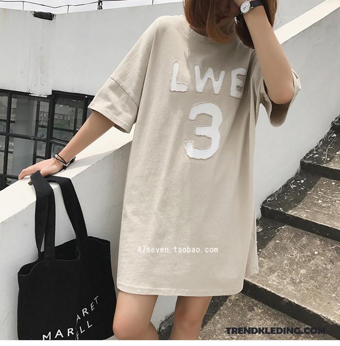 T-shirt Dames Trend Casual Student Letter T-shirts Eenvoudige Rood