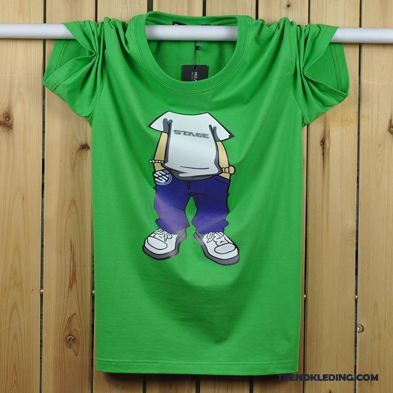 T-shirt Heren Dunne Running Katoen Losse Ronde Hals Halve Mouw Donkerblauw