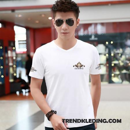 T-shirt Heren Korte Mouw Nieuw Zomer Bedrukken Slim Fit Trend Zwart