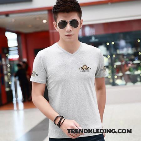 T-shirt Heren Korte Mouw Nieuw Zomer Bedrukken Slim Fit Trend Zwart