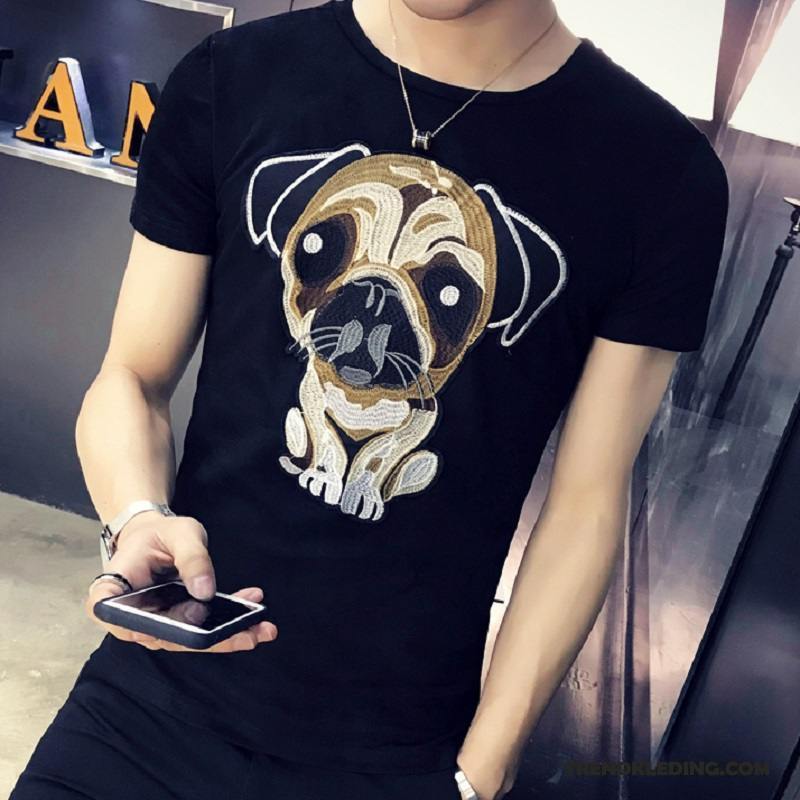 T-shirt Heren T-shirts Slim Fit Voorjaar 2018 Ronde Hals Trend Zwart