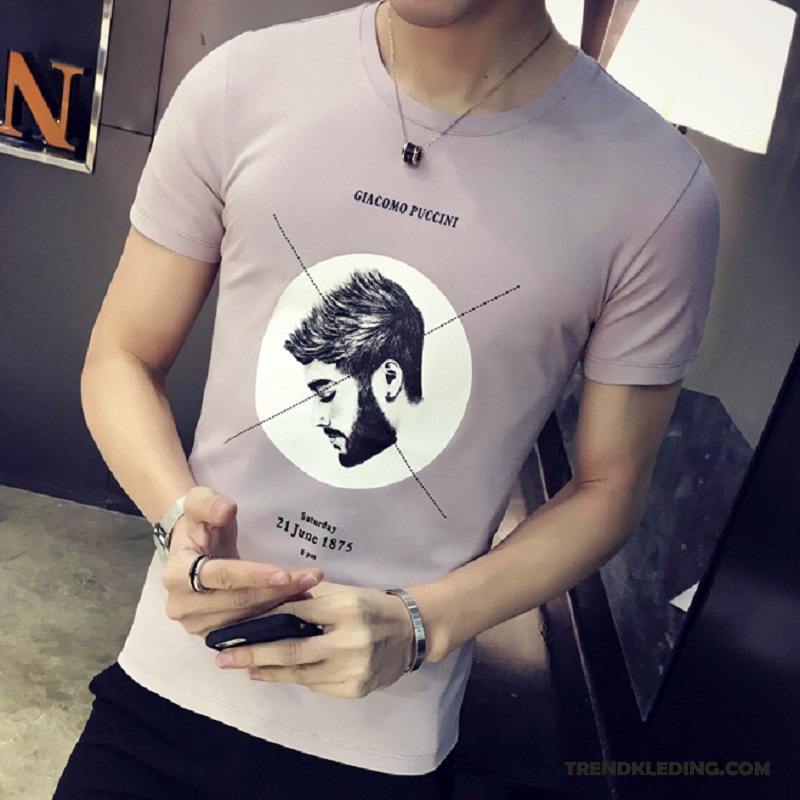 T-shirt Heren T-shirts Slim Fit Voorjaar 2018 Ronde Hals Trend Zwart