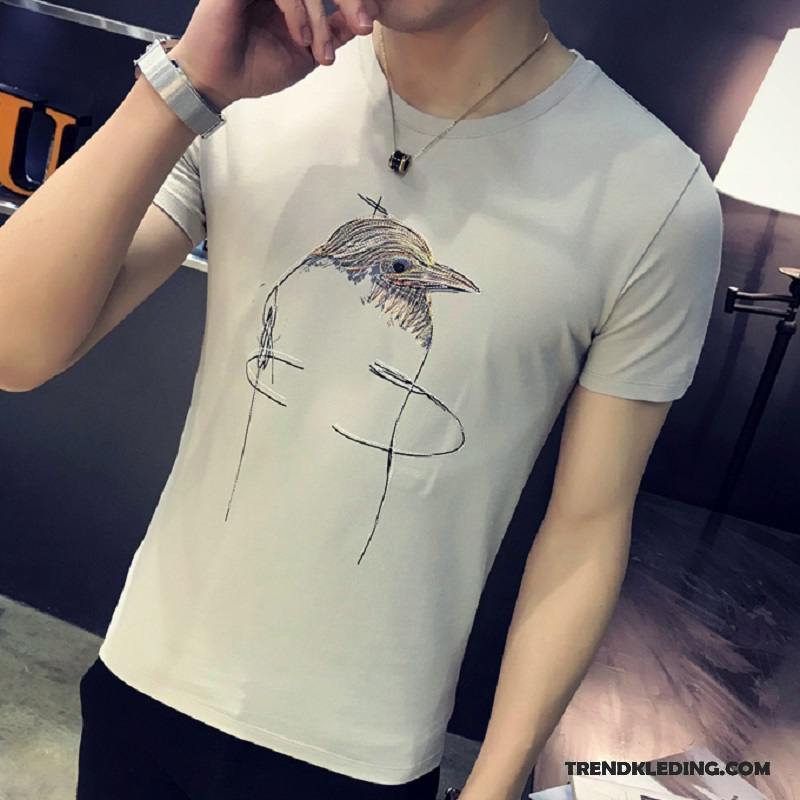 T-shirt Heren T-shirts Slim Fit Voorjaar 2018 Ronde Hals Trend Zwart