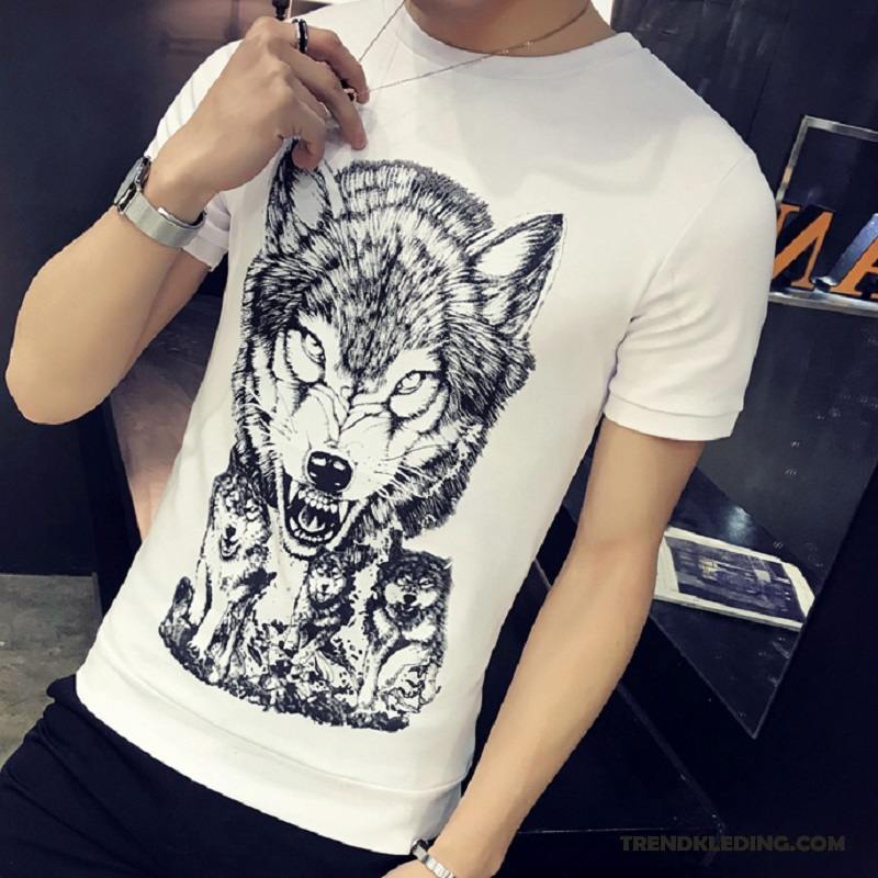 T-shirt Heren T-shirts Slim Fit Voorjaar 2018 Ronde Hals Trend Zwart