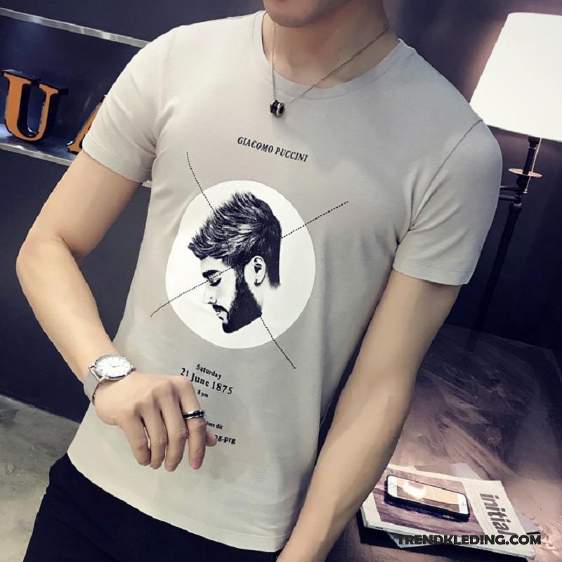 T-shirt Heren T-shirts Slim Fit Voorjaar 2018 Ronde Hals Trend Zwart